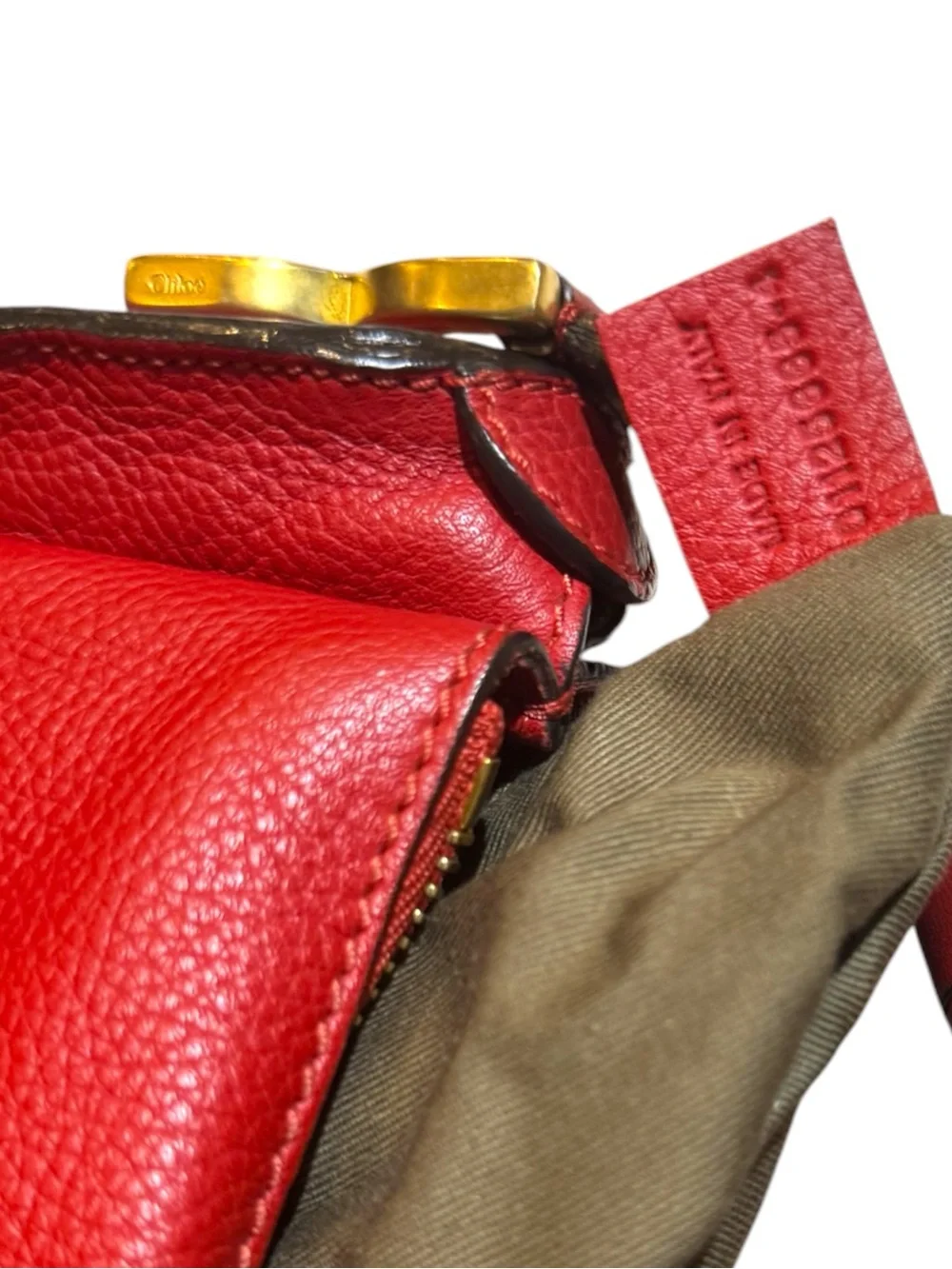 Chloe Red Leather Marcie Saddle Hobo Bag Auth